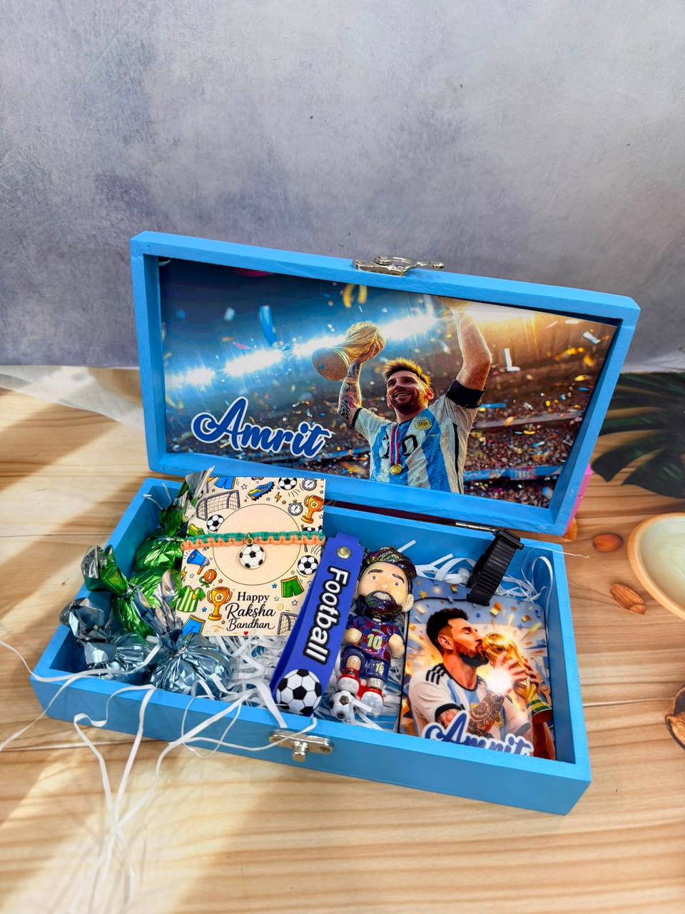 Kids Personlised cute Rakhi usable wooden box