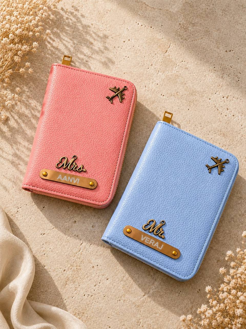 Personlised Passport Cover Bhai Bhabhi Rakhi combo