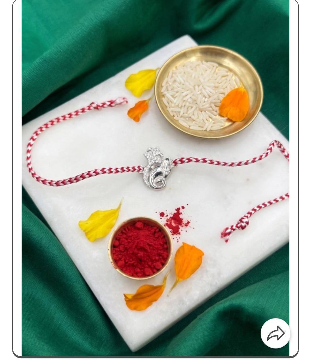 Pure silver Ganesha rakhi