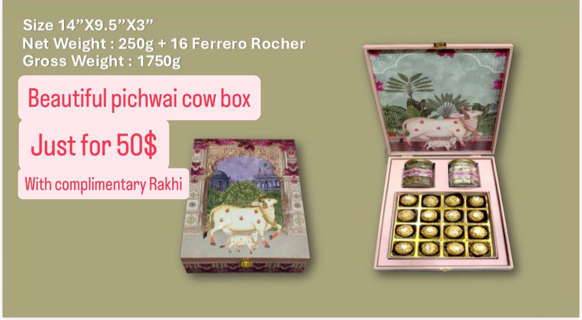 Pichwai Cow Box With Rocher and dry fruits