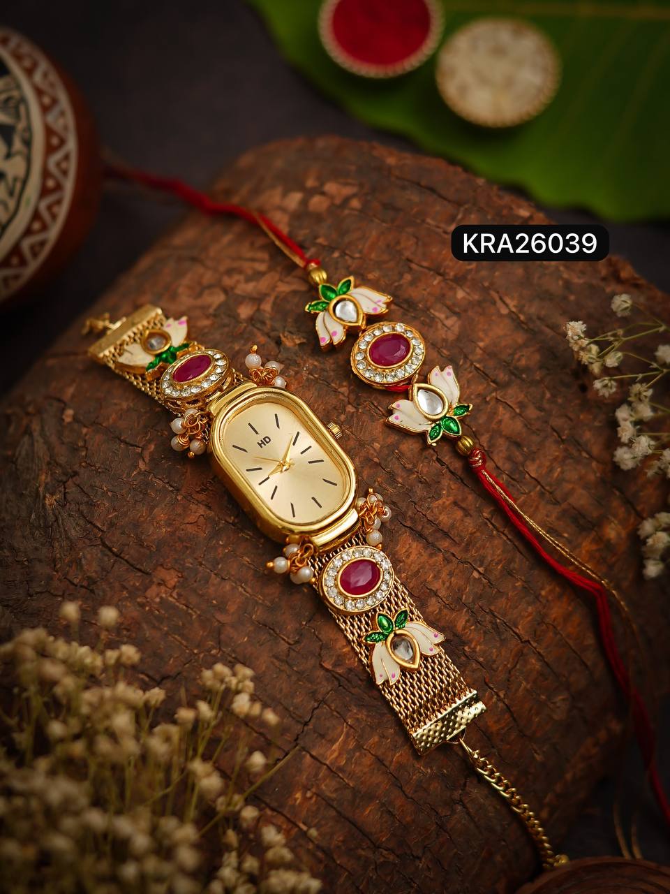 *Bhai Rakhi and Bhabhi Watch Bracelet Set*