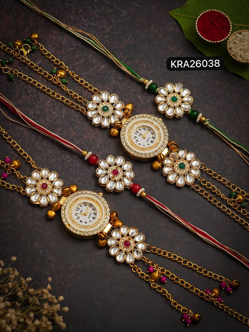 *Bhai Rakhi and Bhabhi Kundan Kashmiri Watch Bracelet Set*


2 colours available - Red and Green

Beautiful Rakhi for Bhai 
Heavy Kundan Gunghroo Kashmiri Watch for beautiful bhabhi
