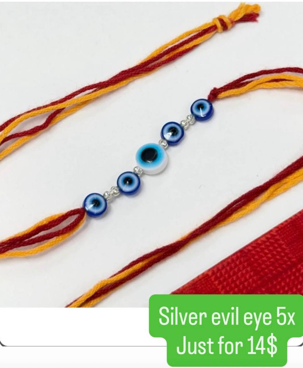 Pure Silver Evil eye 5X Rakhi