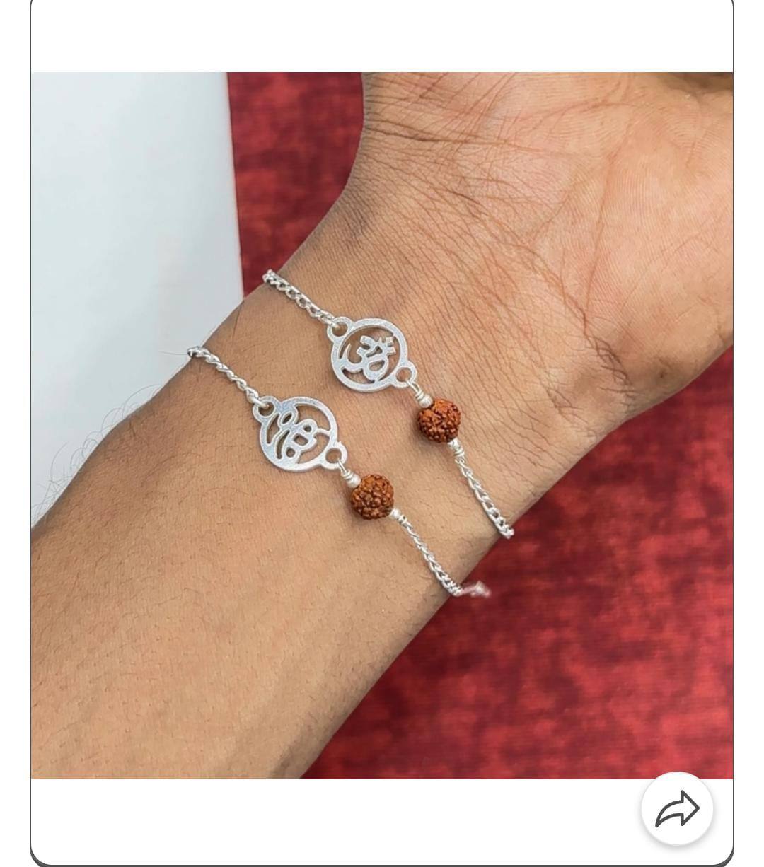 Pure silver Omkar Rudraksh rakhi cum bracelet