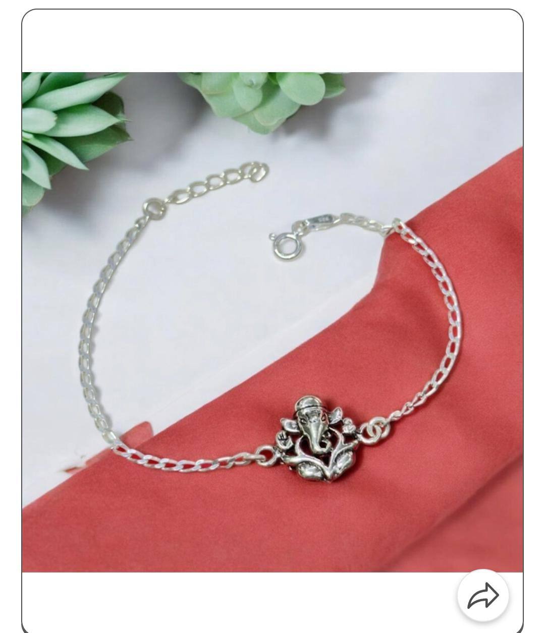 Pure silver Ganesha rakhi cum bracelet