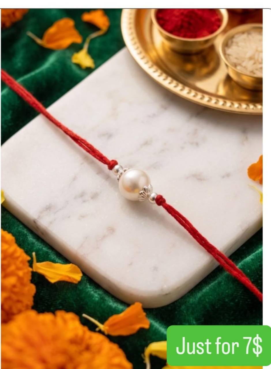 Pure Silver pearl Rakhi