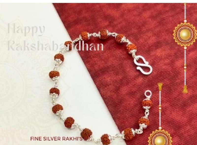 Pure silver Rudraksh rakhi cum bracelet