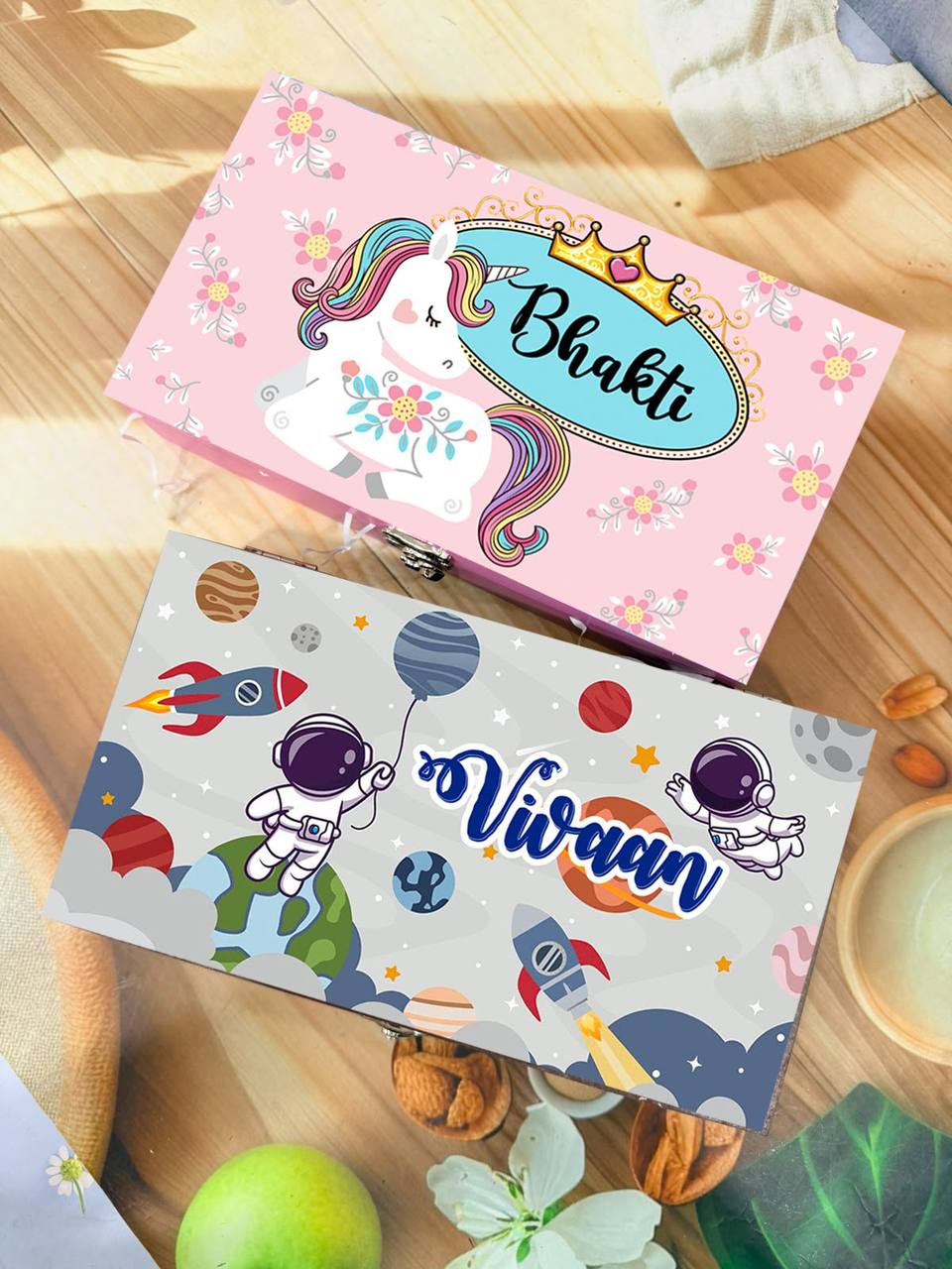 Kids Personlised cute Rakhi usable wooden box
